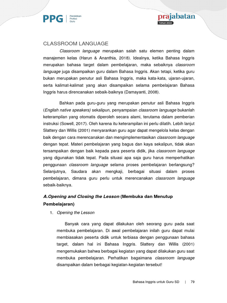 Strategi Classroom Language untuk Guru | PDF | Seni & Disiplin Bahasa