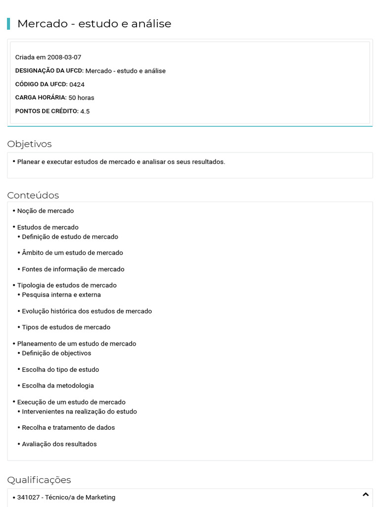 UFCD 0424 - Mercado - Estudo e Análise | PDF | Mercado (economia)