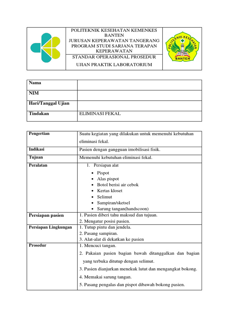 Prosedur Eliminasi Fekal dan Urin Keperawatan | PDF | Sains & Matematika