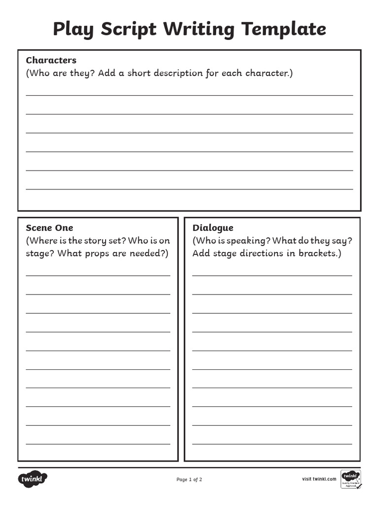 Play Script Writing Template | PDF