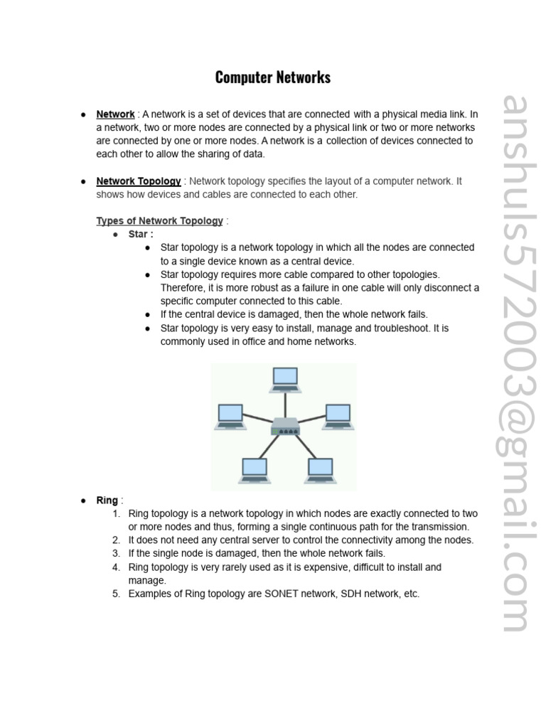 Computer Networks Placement Notes | PDF | Network Topology | Computer ...