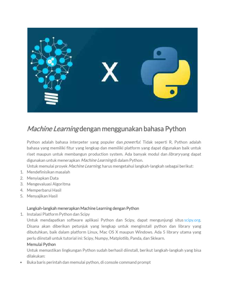 Machine Learning Dengan Menggunakan Bahasa Python | PDF