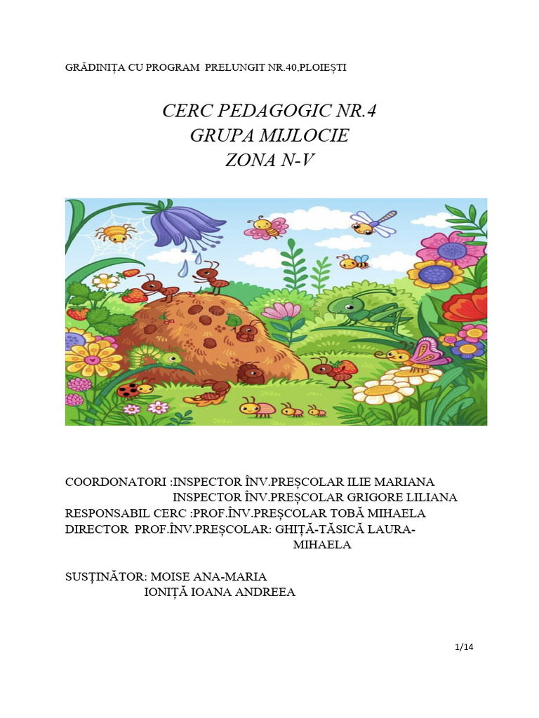 Proiect de Activitate - Insecte Cerc Pedagogic | PDF