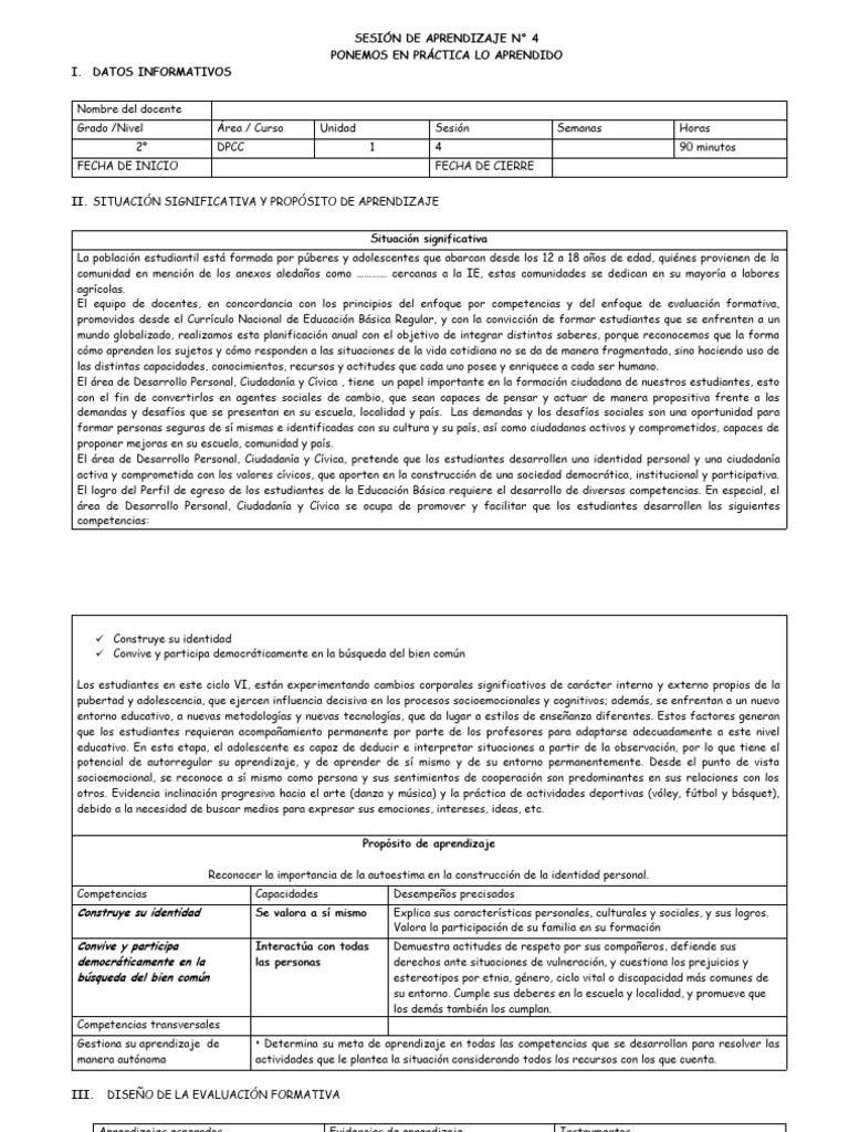 Práctica de Aprendizaje en DPCC 2° Grado | PDF | Aprendizaje | Evaluación