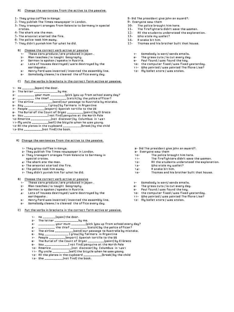 Active To The Passive Voice | PDF