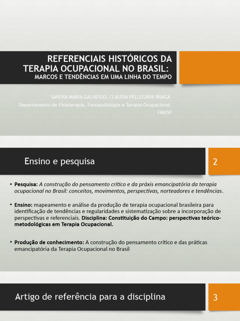 Marcos Históricos da Terapia Ocupacional Brasil | PDF | Terapia ...