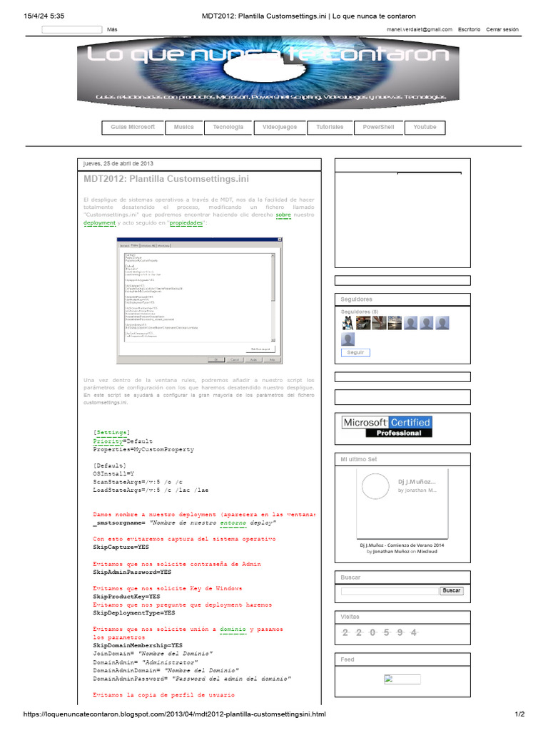 MDT2012 - Plantilla Customsettings - Ini - Lo Que Nunca Te Contaron ...