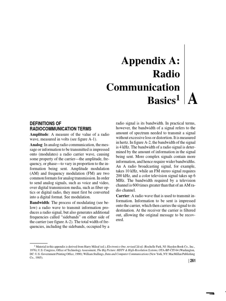 Appendix A Radio Communication Basics Definitions of