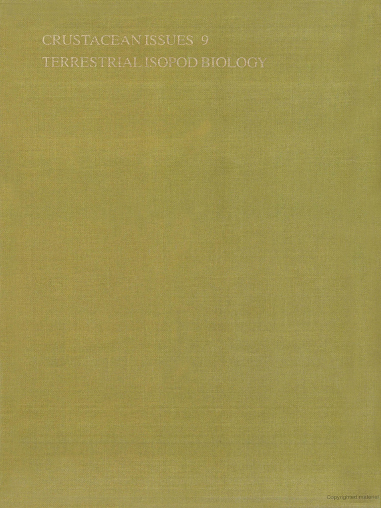 Terrestrial Isopod Biology by Alikhan, A. M | PDF | Copper