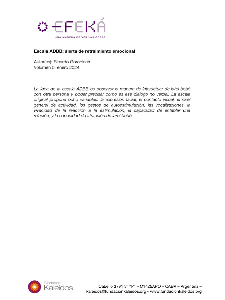 Escala ADBB: Evaluación Emocional Infantil | PDF | Las emociones ...