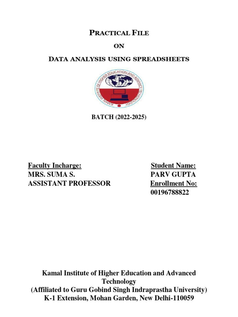 Data Analysis with Spreadsheets Guide | PDF | Microsoft Excel | Computing