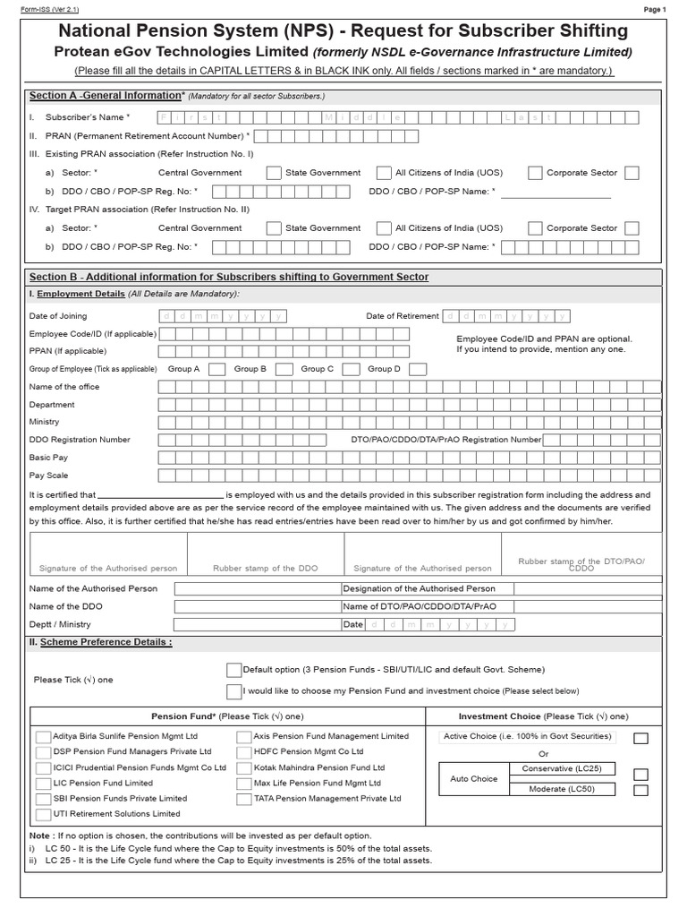 NPS Inter Sector Shifting Form 2.1 | PDF | Pension | Banks