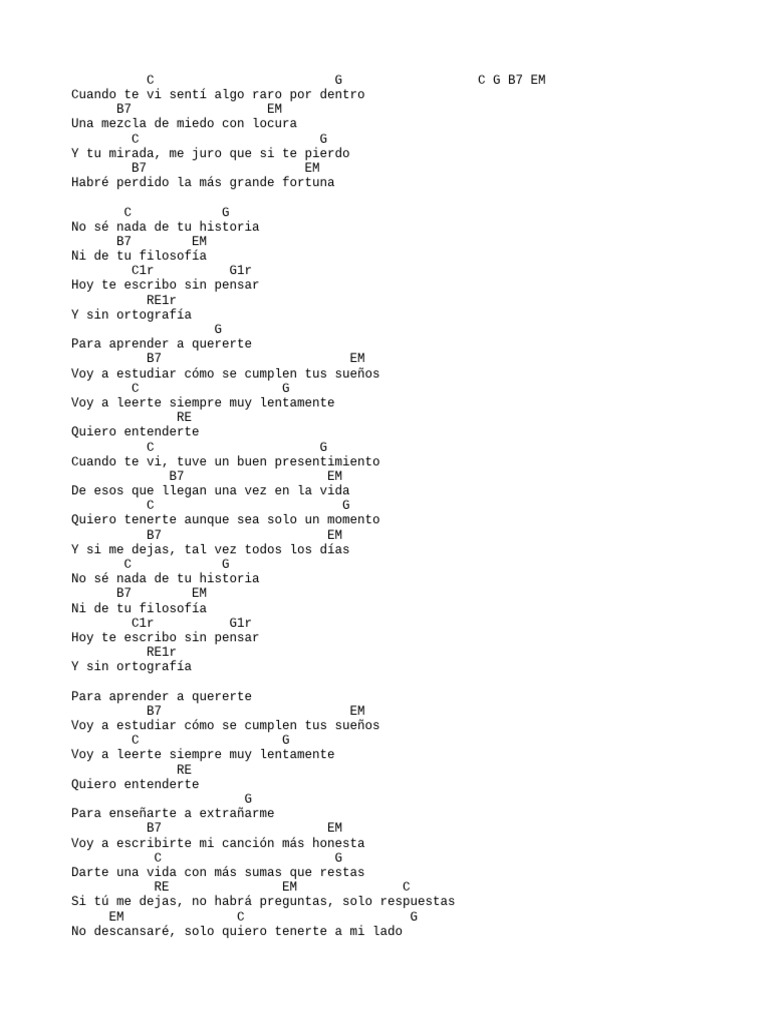 Acordes Aprender A Quererte | PDF | Poesía