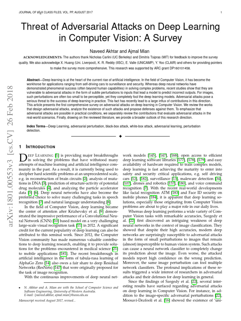 Adversarial Attacks in Deep Learning Survey | PDF | Deep Learning ...