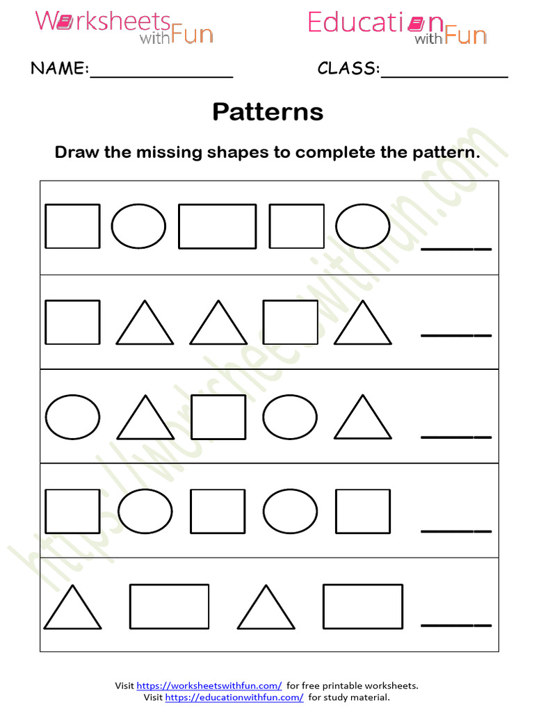Free Printable Pattern Worksheets | PDF