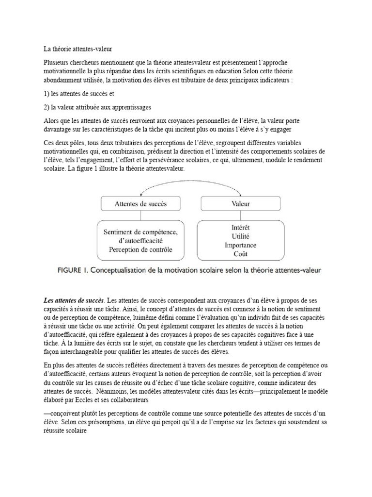 Motivation scolaire et théorie attentes-valeur | PDF | Motivation ...