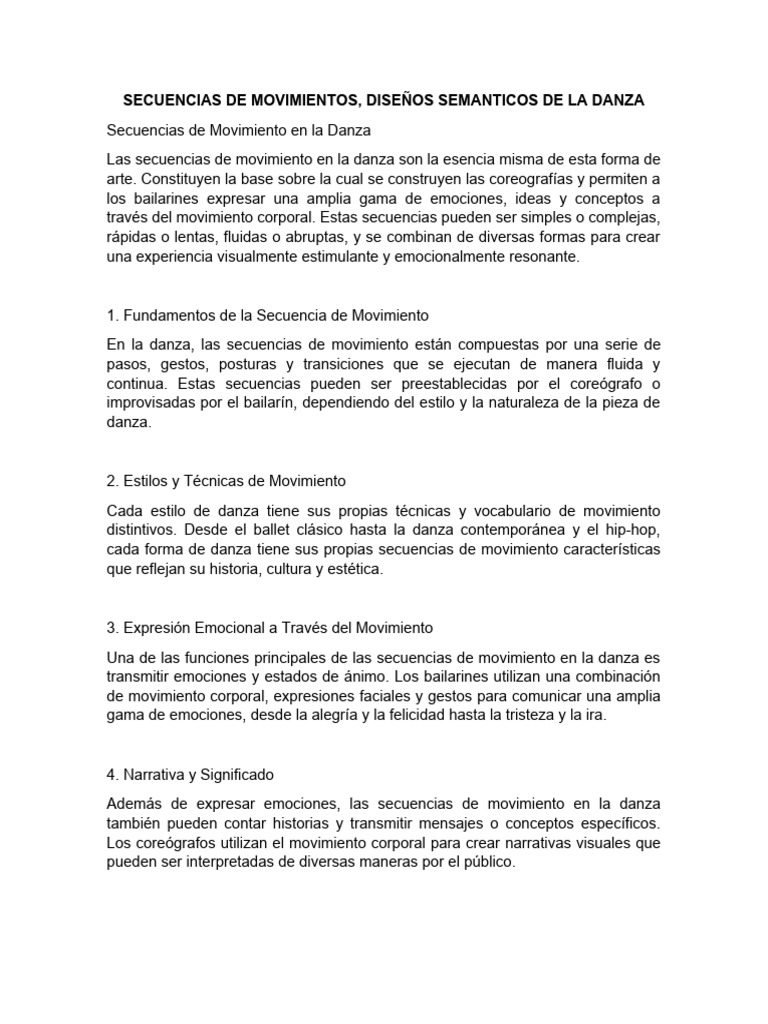 Diseño de Secuencias en la Danza | PDF | Bailes | Las emociones