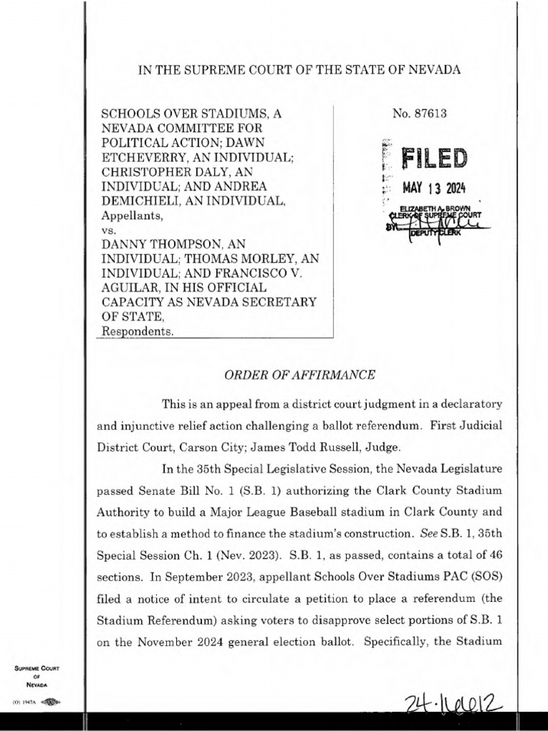 Stadium Referendum Ruling Affirmed | PDF | Supreme Court Of The United ...