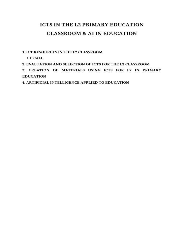 U4 Icts in The l2 Primary Education Classroom & Ai in Education | PDF ...