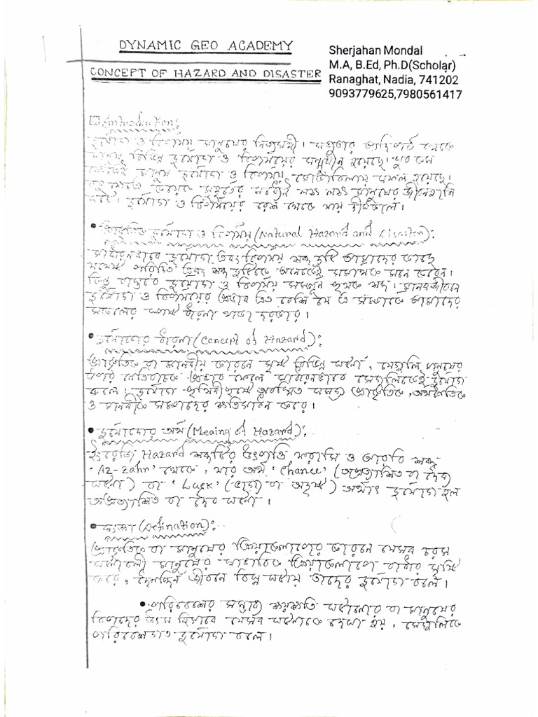Concept Of Hazard And Disaster Pdf