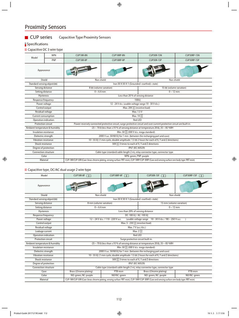 Proximity Sensors: CUP Series | PDF | Capacitor | Alternating Current