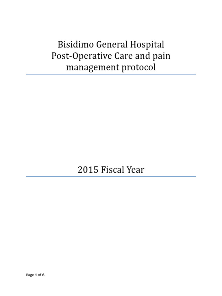 Bisidimo Hospital Postoperative Care | PDF | Analgesic | Caesarean Section