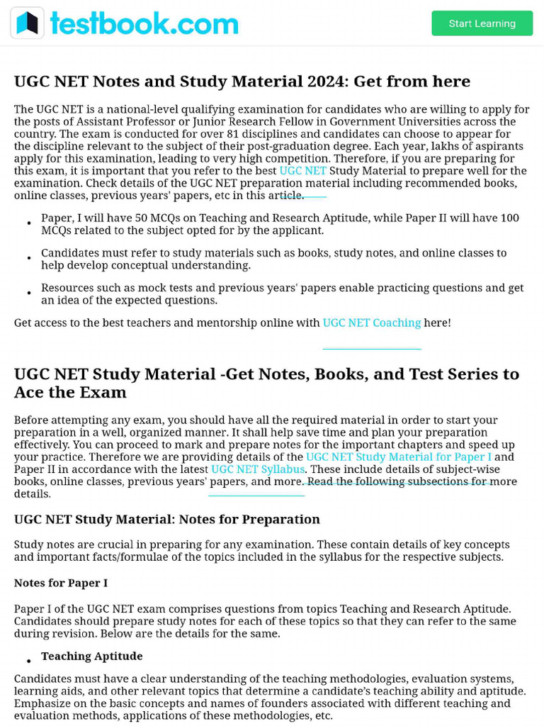 UGC NET Notes and Study Material 2024 | PDF