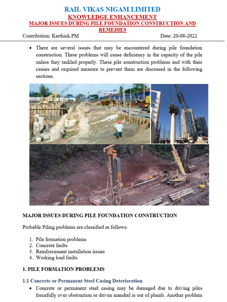 Pile Foundation Construction Issues & Solutions | PDF | Deep Foundation ...