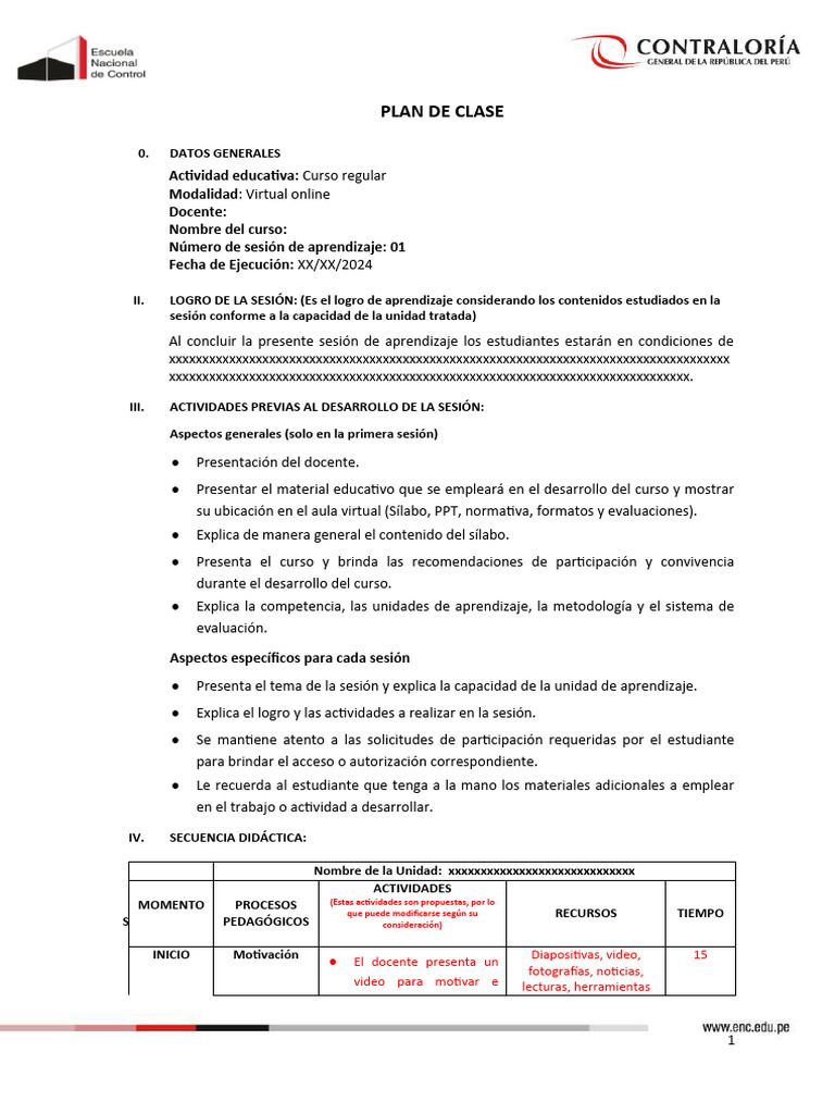 Plan de Clase Virtual: Sesión 01 | PDF | Aprendizaje | Evaluación