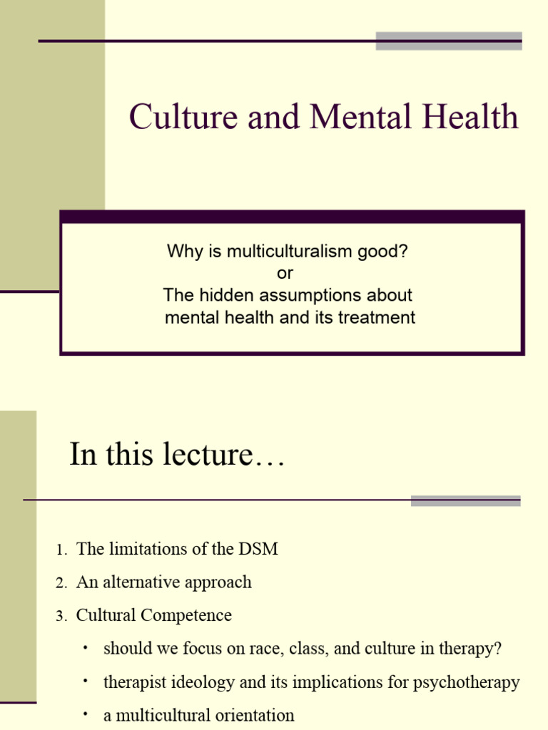 Culture and Mental Health | PDF | Psychotherapy | Race (Human ...
