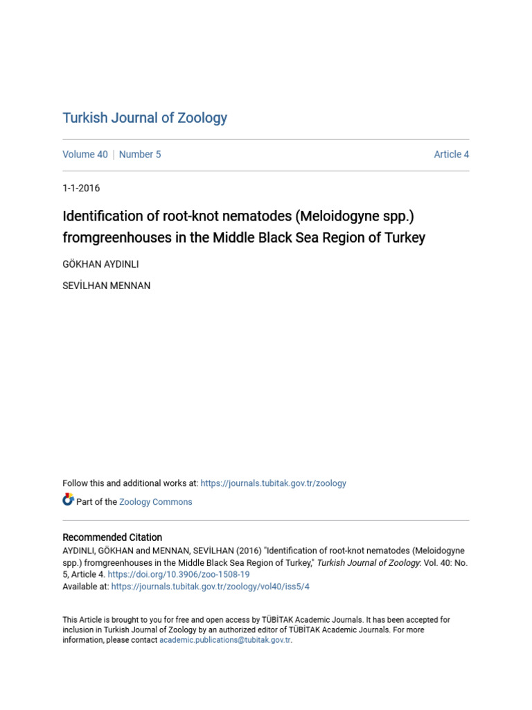 Identification of Root-Knot Nematodes (Meloidogyne SPP.) Fromgree | PDF ...