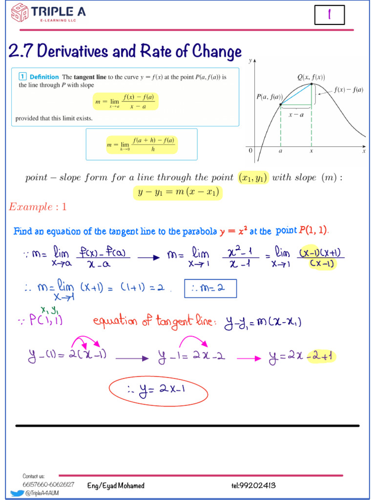 2.7 Derivatives and Rate of Change: Fan Mixing of Line L | PDF ...