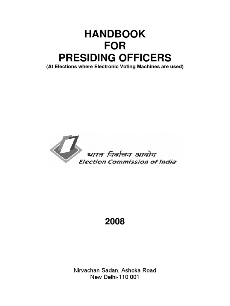 Handbook For Presiding Officers PDF Postal Voting Voting