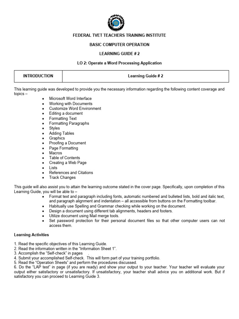 Word Processing Basics: Microsoft Word Guide | PDF | Hyperlink ...