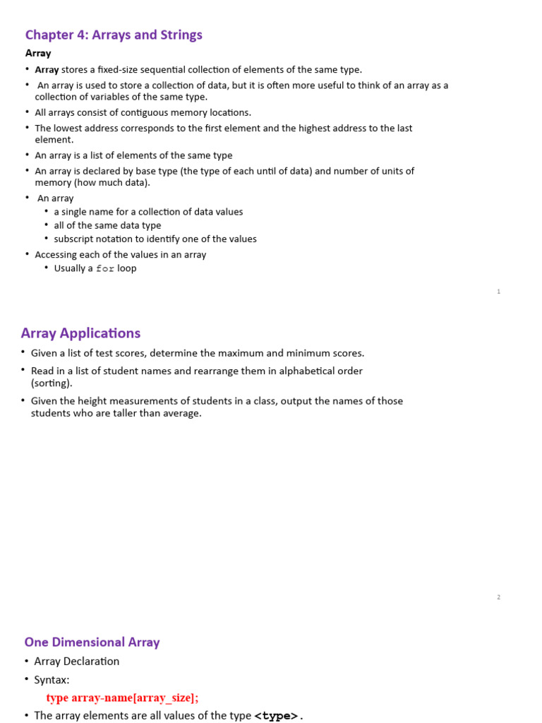 Chapter 4-Arrays and Strings | PDF | Mathematics | Computer Programming