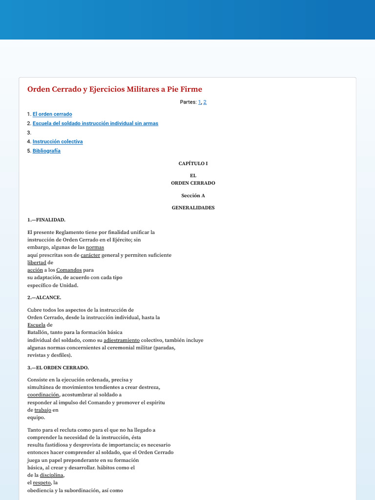 Orden Cerrado y Ejercicios Militares a Pie Firme | PDF | Militar