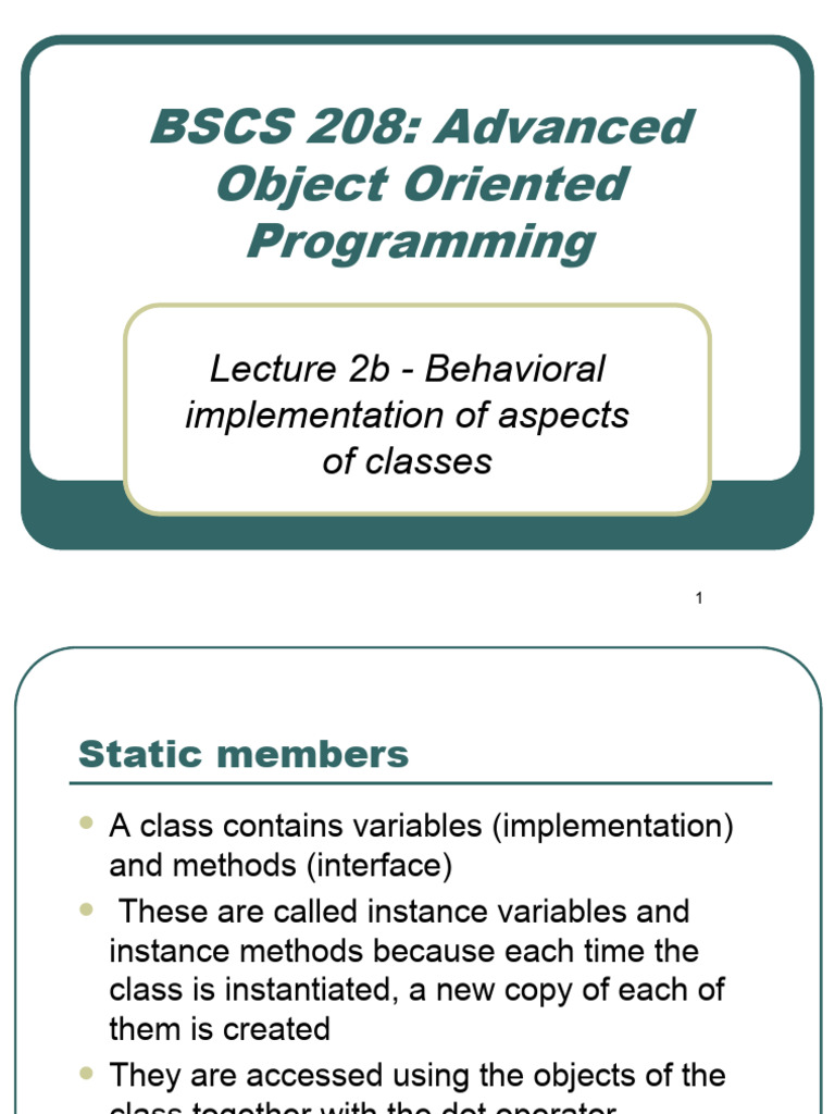Static Members and Composition in Java | PDF | Class (Computer ...