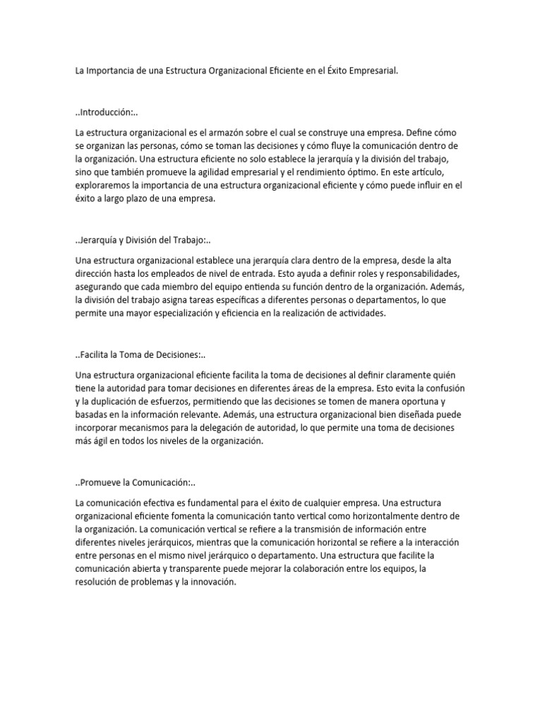 Estructura Clave para el Éxito Empresarial | PDF | Business | Cultura ...