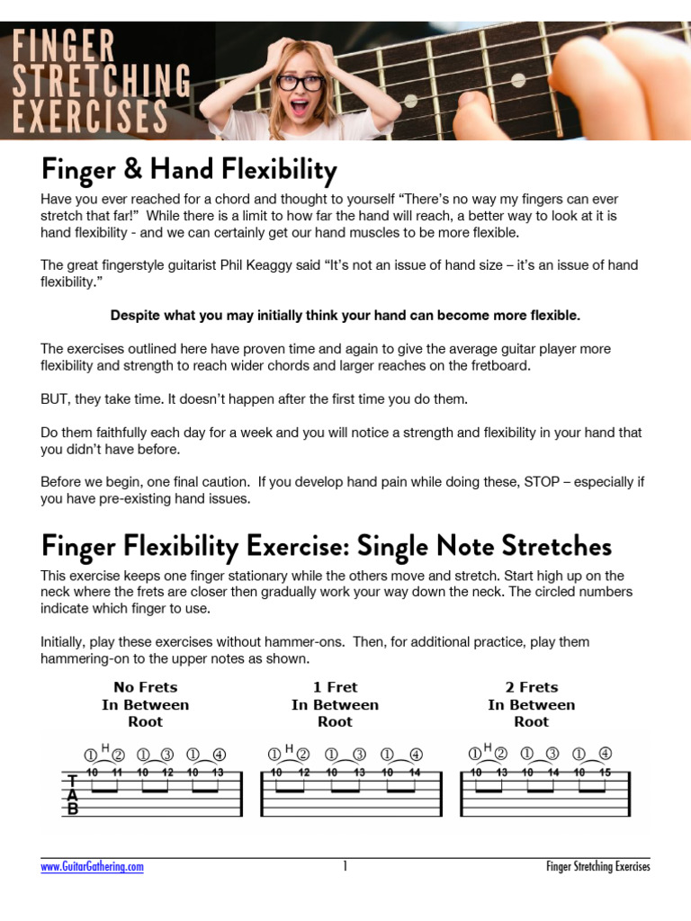 Finger Stretching Exercises PDF PDF Guitars Flexibility (Anatomy)