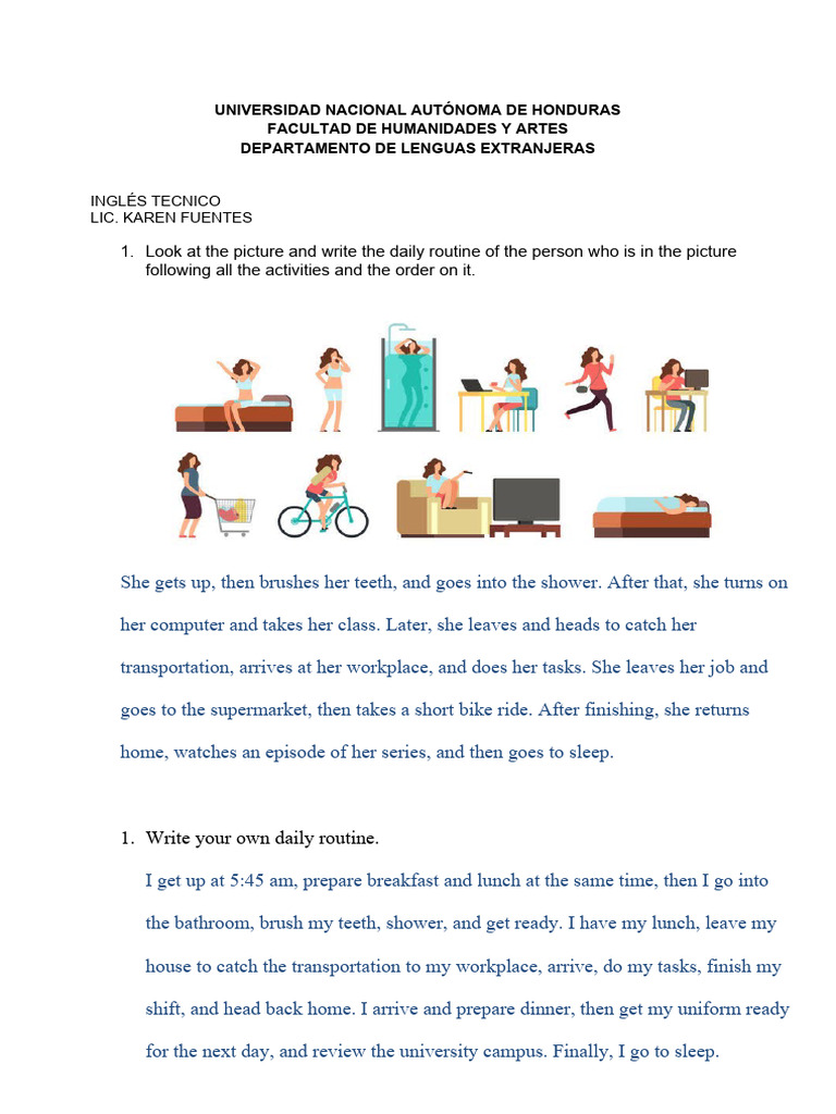 Daily Routines in English Class | PDF | Self-Improvement