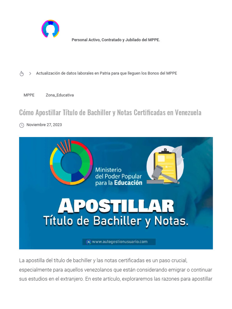 Cómo Apostillar Título de Bachiller y Notas Certificadas en Venezuela ...