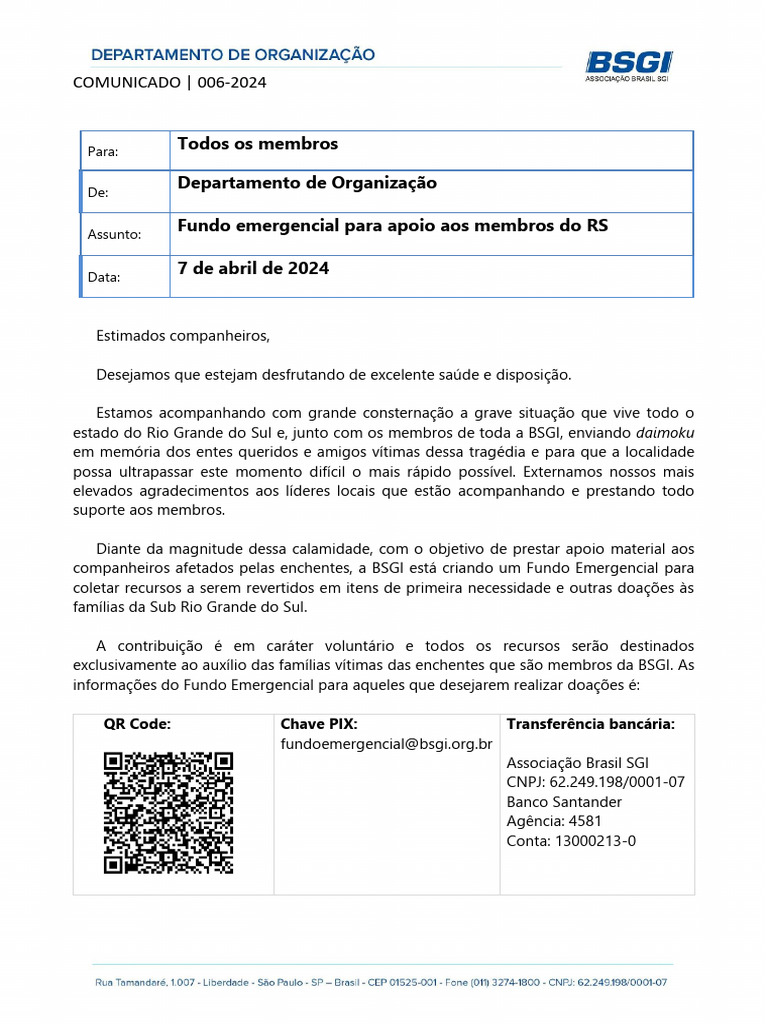 (BSGI) Comunicado 006.2024 | PDF