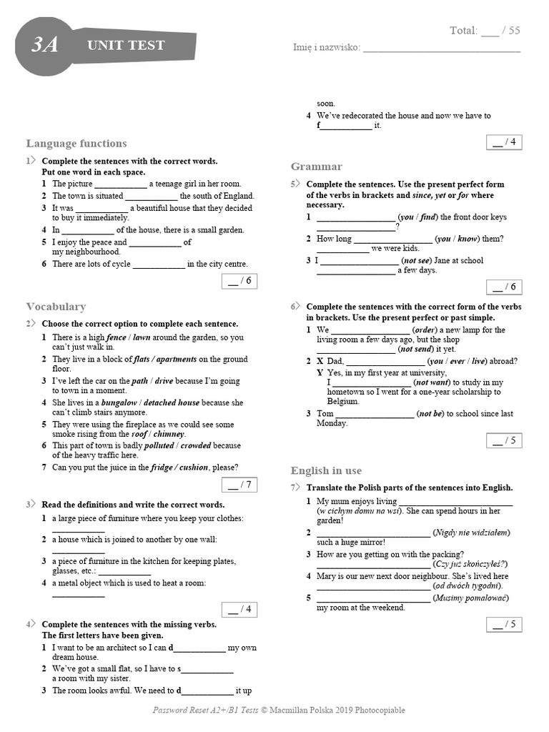 Unit Test: Language Functions Grammar | PDF | Syntax | Language Mechanics