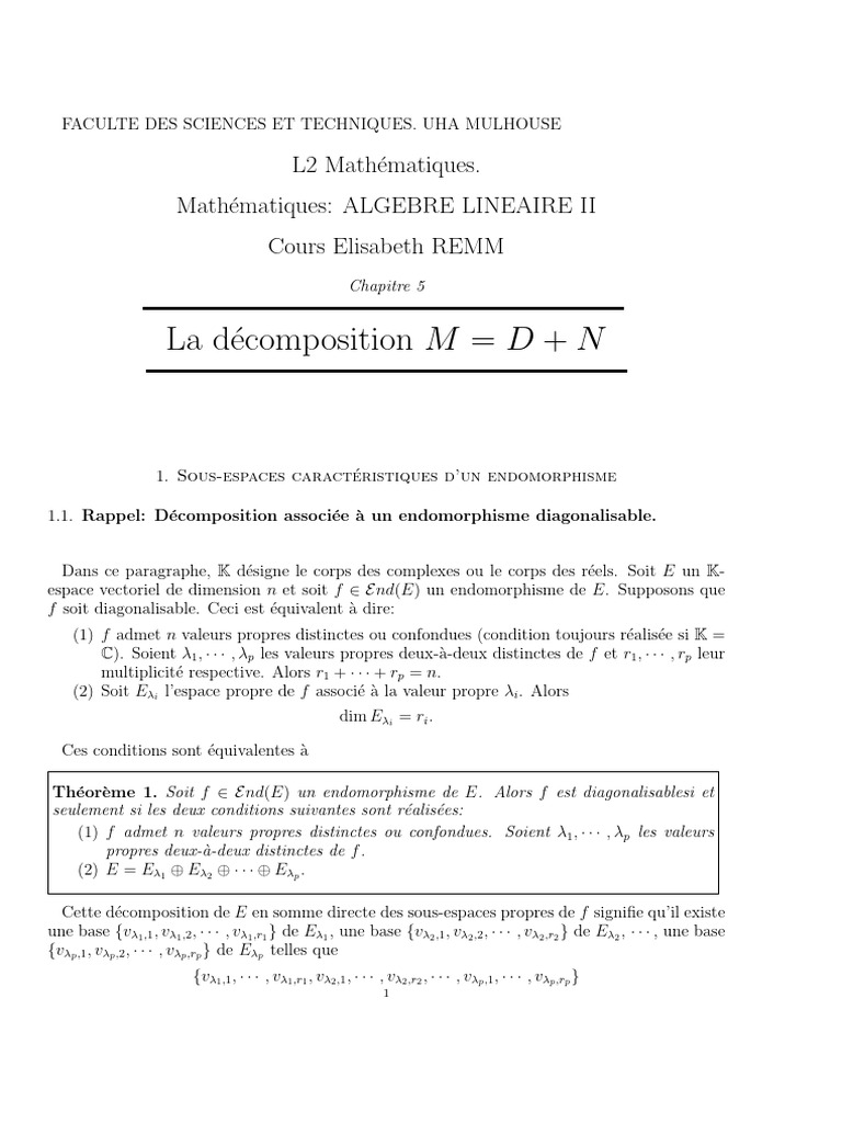 de Dunford et Sousespaces PDF Valeur propre, vecteur — free download