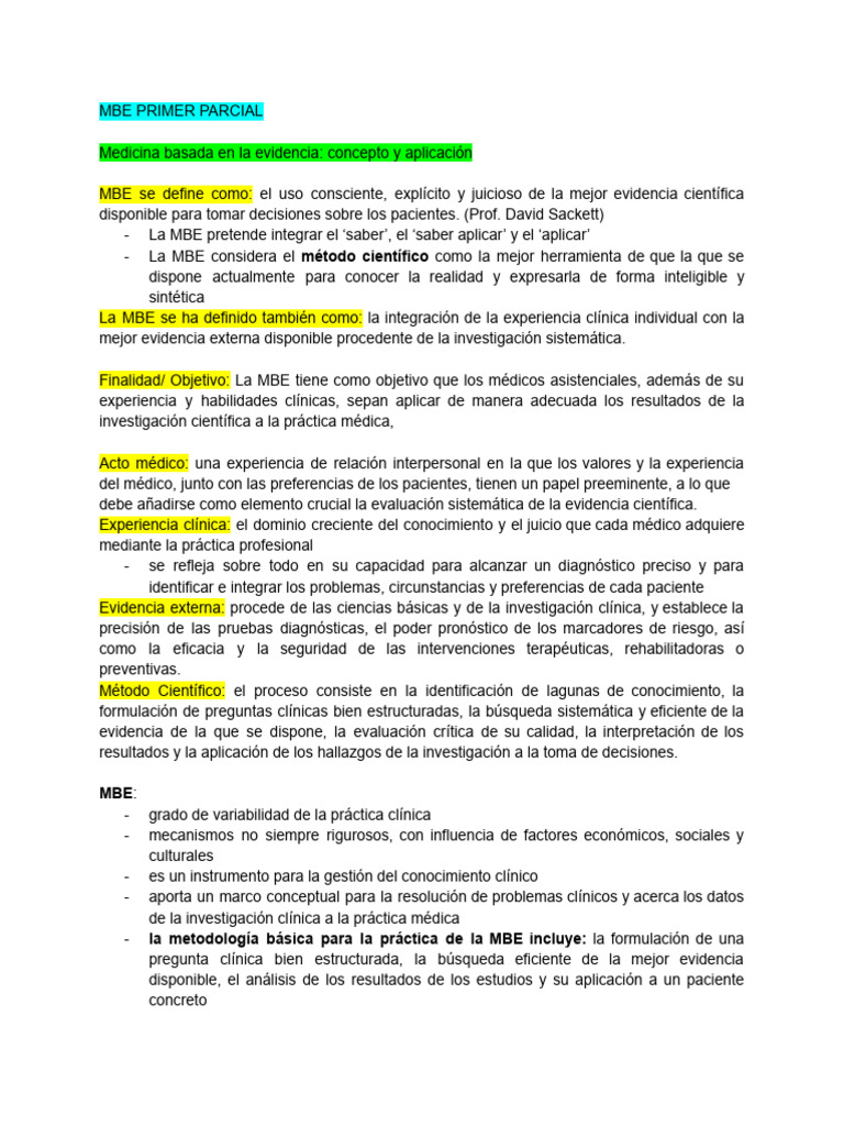 Mbe P1 | PDF | Evidencia basada en medicina | Hipótesis