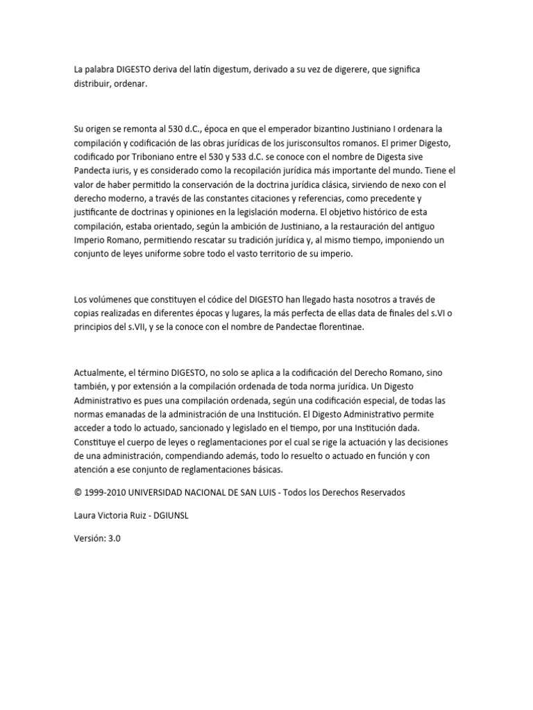 Historia y Uso del Digesto Jurídico | PDF