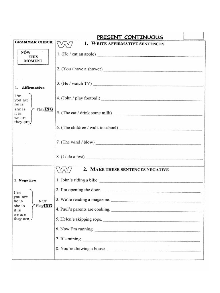 Ficha Ingles 6 Ano Present Continuous | PDF