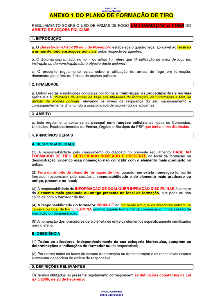 Anexo 1 Do Plano de Formação de Tiro | PDF | Armas de fogo | Gatilho (armas  de fogo), image size:768x1024