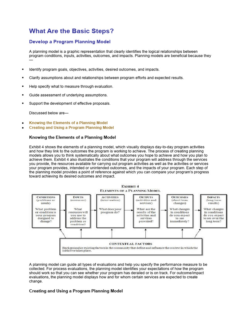 Basic Steps in Program Planning | PDF | Goal | Planning