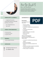 Curriculum CV Mujer Formal Moderno y Sencillo Verde